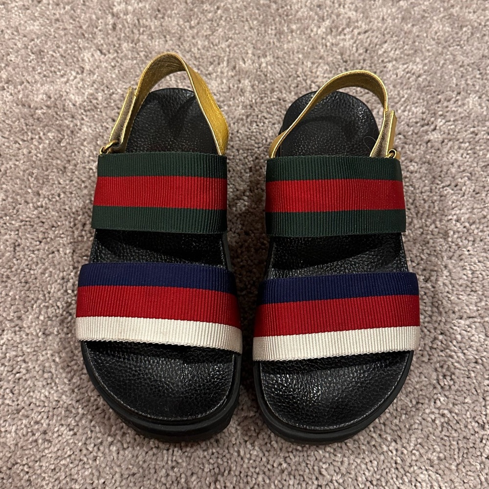Gucci RIMINI Multicolor Striped Sandals - Size 39